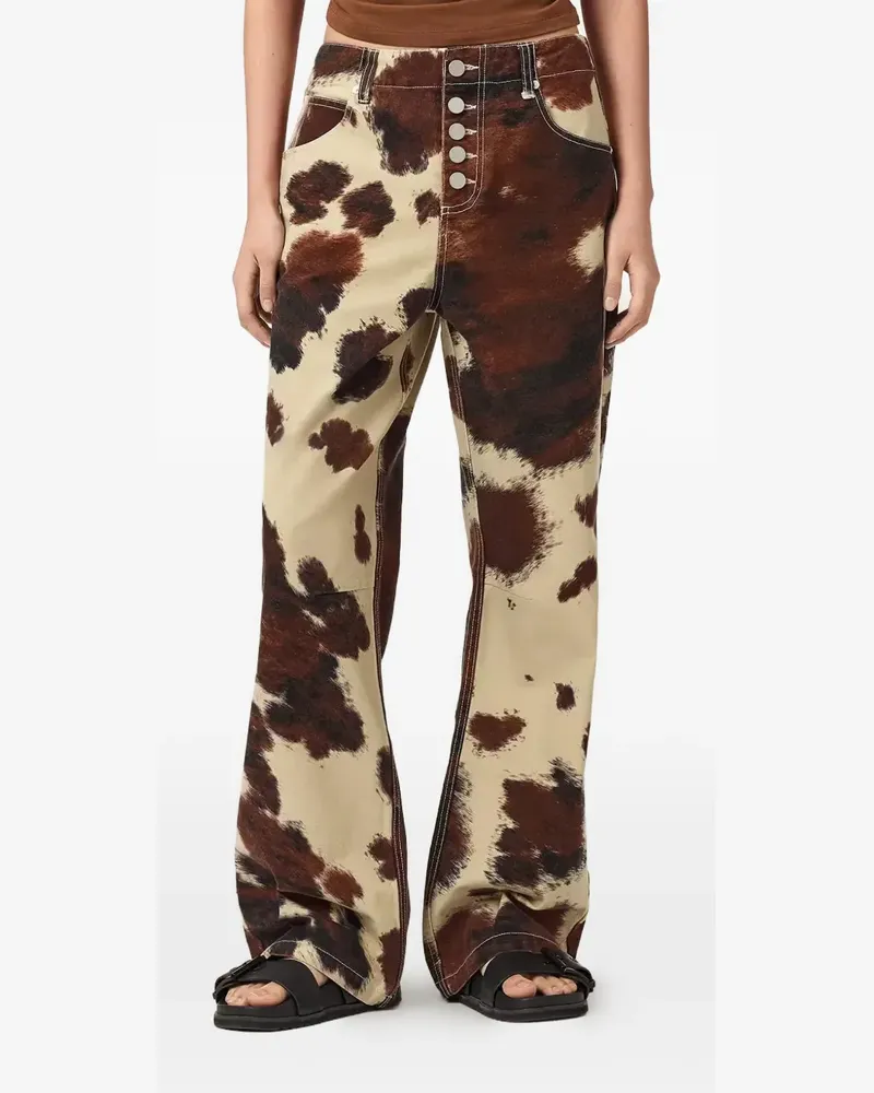 AllSaints Geknöpfte Taya Jeans mit Kuh-Print - Nude Nude