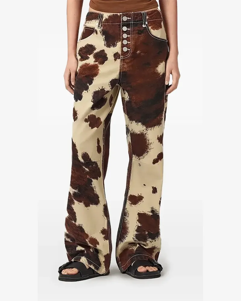 AllSaints Geknöpfte Taya Jeans mit Kuh-Print - Nude Nude