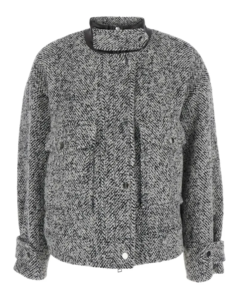 ..,merci Lederjacke mit Fischgrätenmuster - Grau Grau