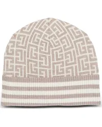 Balmain Beanie mit Monogramm Nude