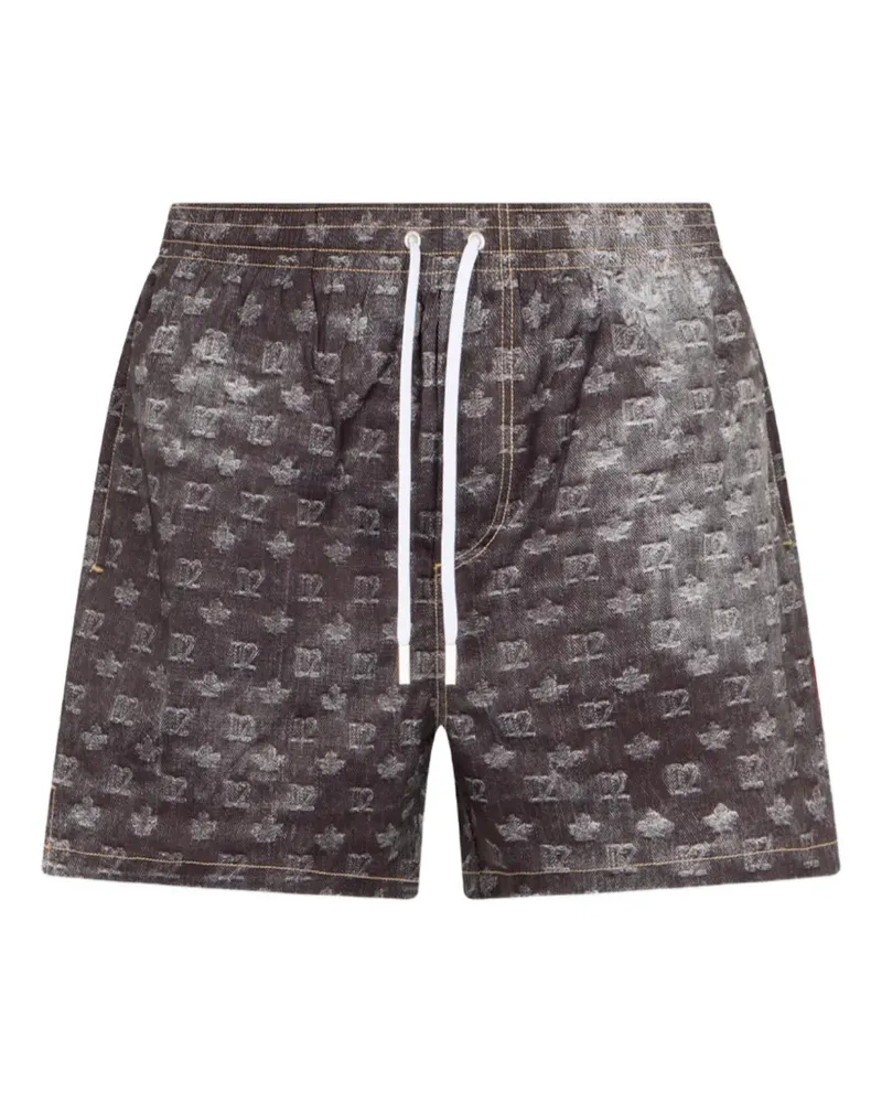 Dsquared2 D2 monogram midi swim boxers - Schwarz Schwarz