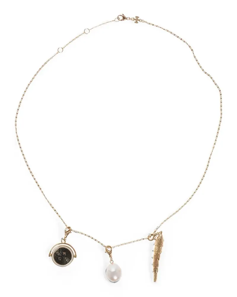 Tory Burch freshwater pearl and cubic necklace - Gold Gold
