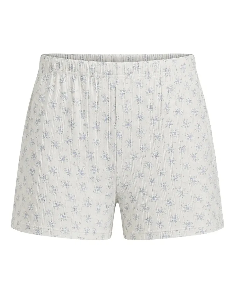 Ralph Lauren floral-print pointelle-knit pajama shorts - Weiß Weiß
