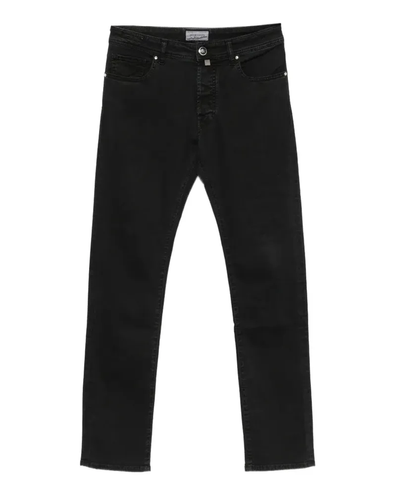 Jacob Cohën Slim-Fit-Jeans mit Logo-Patch - Schwarz Schwarz