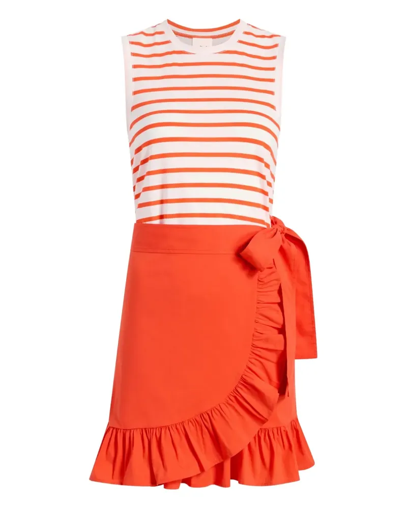 Cinq à Sept Gestreiftes Mahlia Wickelkleid mit Rüschen - Orange Orange