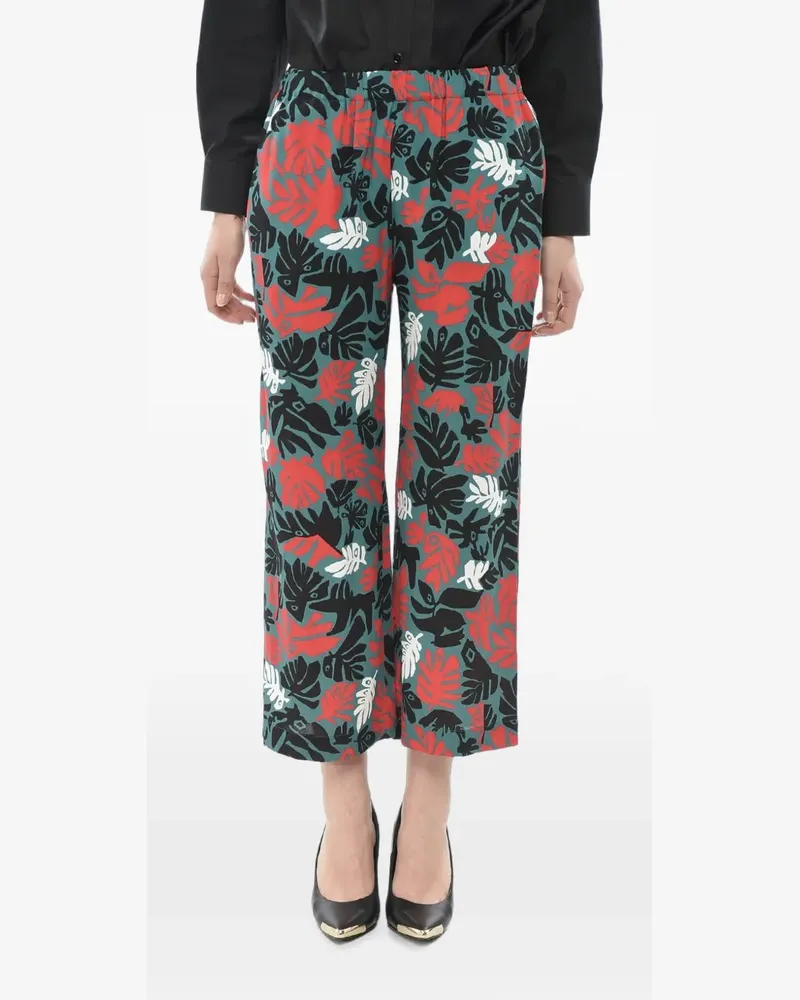 Marni Cropped-Hose mit Blumenprint - Grün Grün