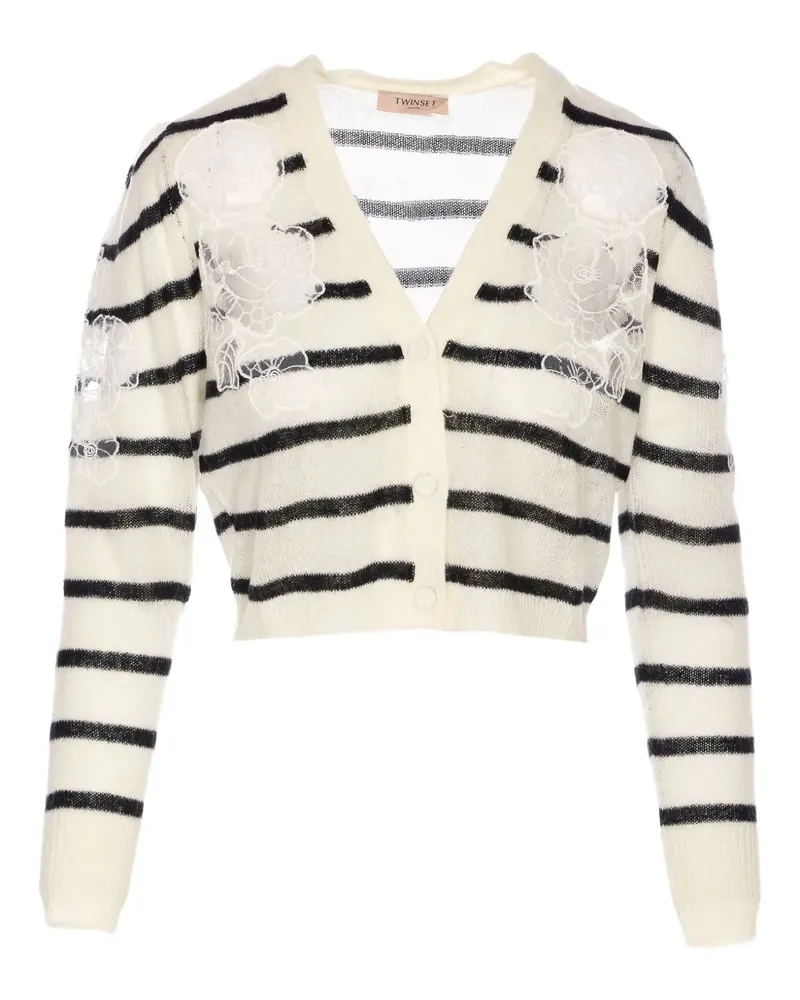 Twin-Set Gestreifter Cardigan - Weiß Weiß