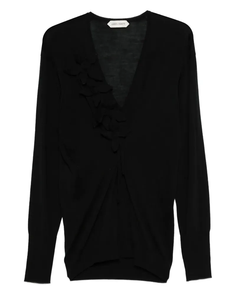 Alberta Ferretti Cardigan mit Blumenapplikation - Schwarz Schwarz