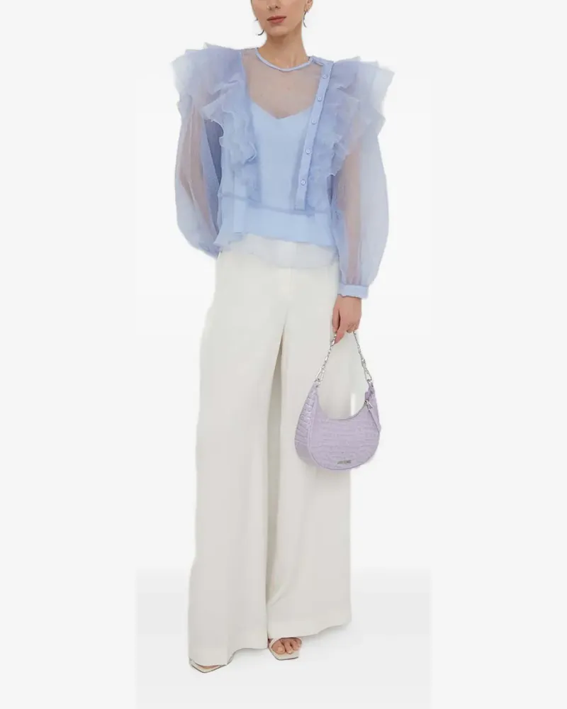 Custommade Semi-transparentes Tanktop mit Rüschen - Blau Blau