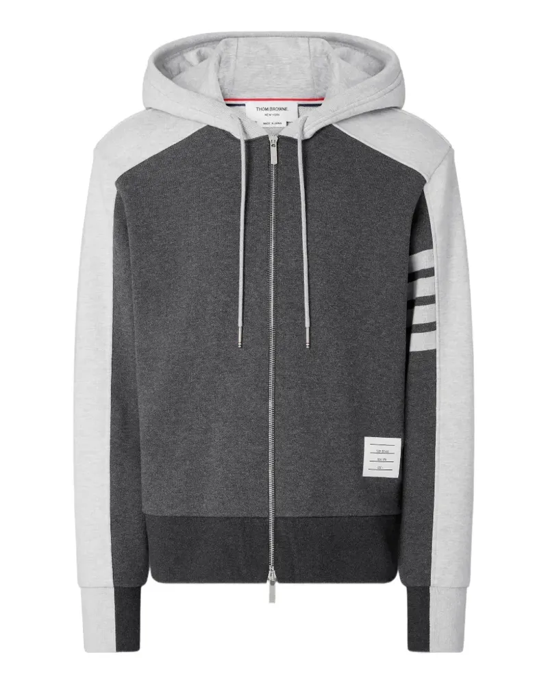 Thom Browne Hoodie in Colour-Block-Optik - Grau Grau