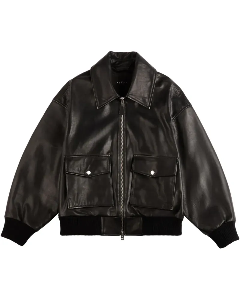 Hogan Pilotenjacke aus Leder - Schwarz Schwarz