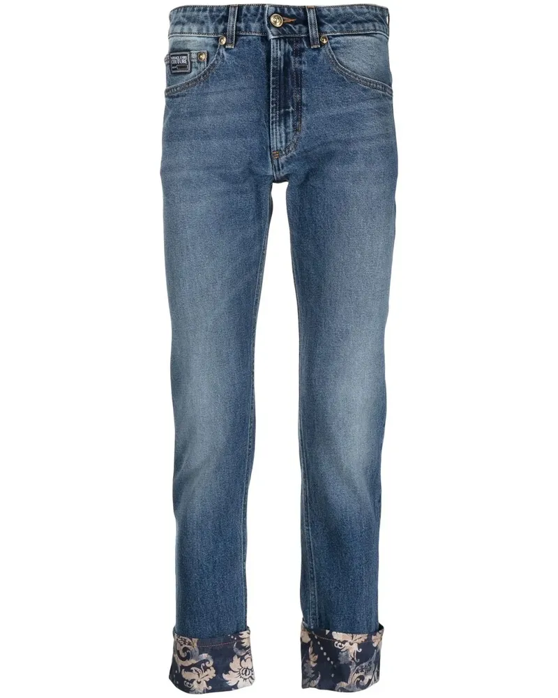 Versace Jeans Cropped-Jeans mit Blumen-Print - Blau Blau