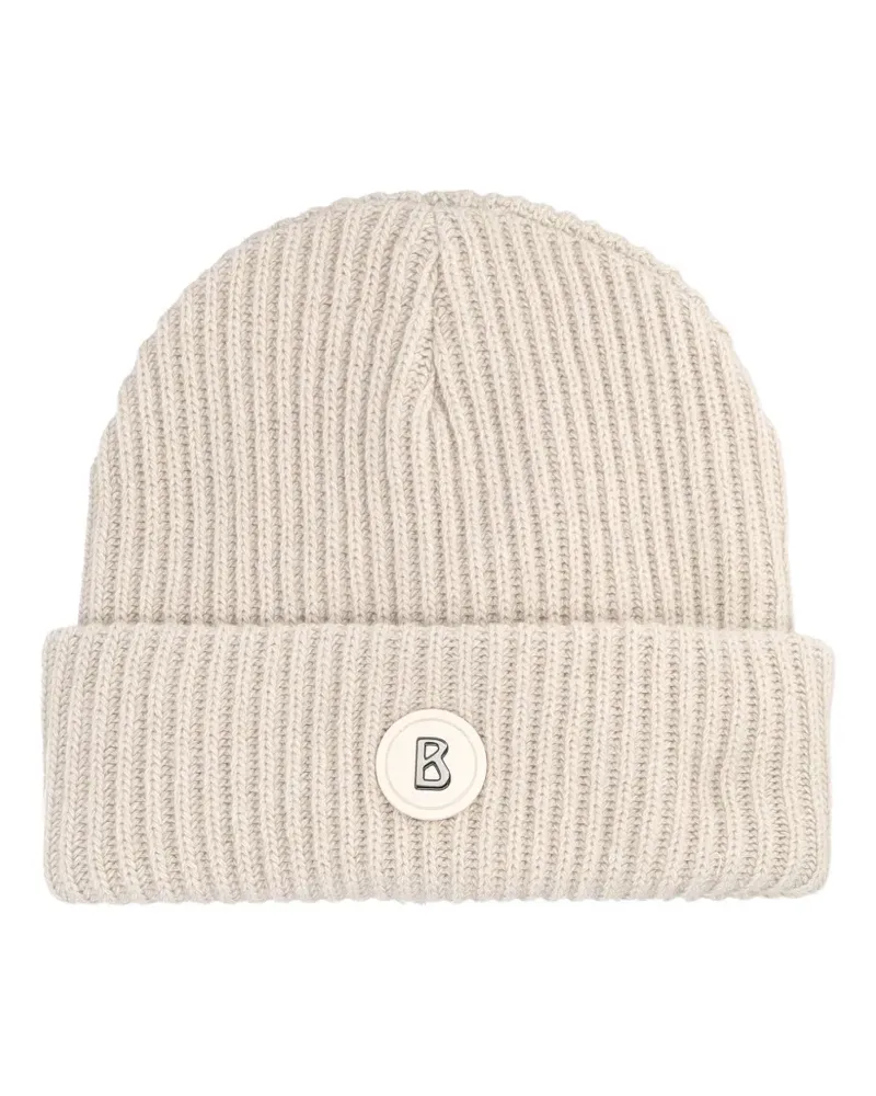 Bogner Gerippte Gustav Beanie mit Logo-Patch - Nude Nude