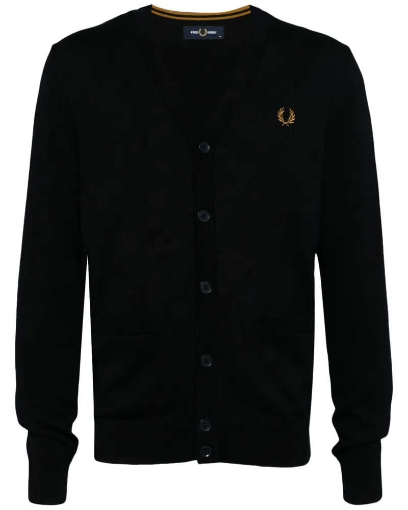 Fred Perry Cardigan mit V-Ausschnitt - Schwarz Schwarz