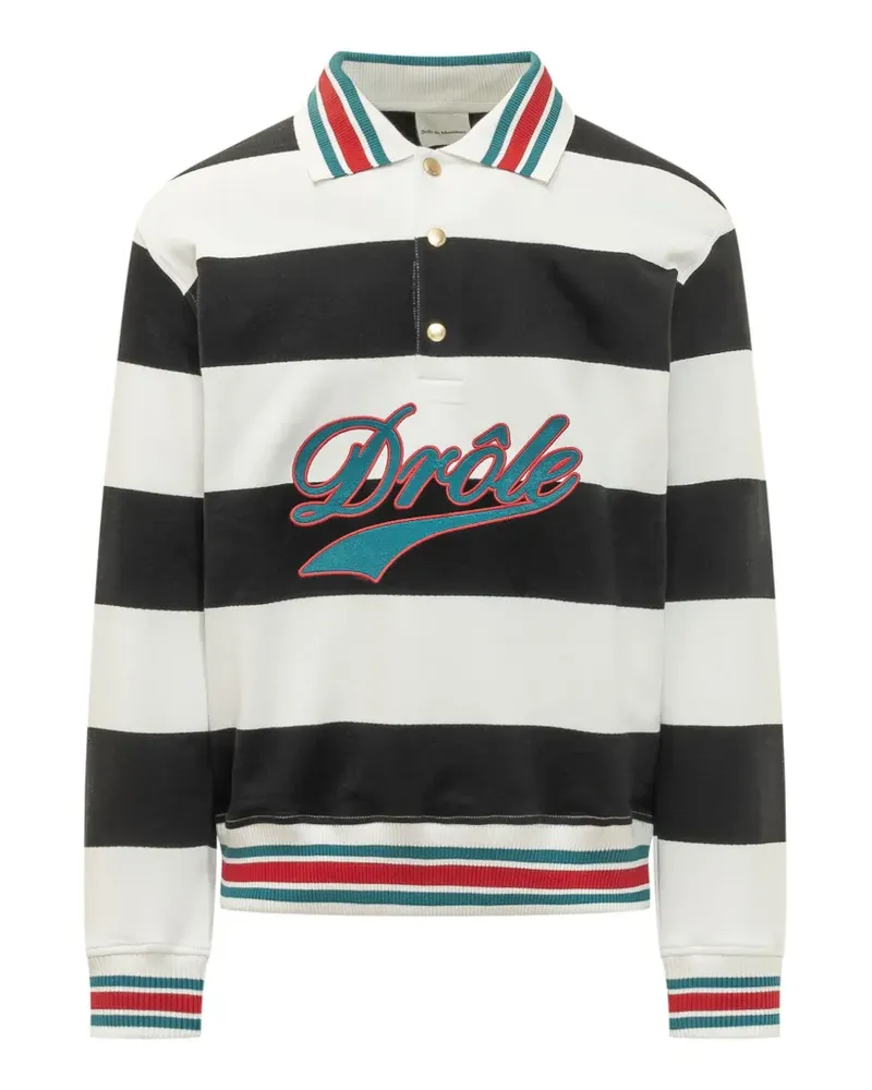 Drôle de Monsieur Drôle embroidered striped polo shirt - Weiß Weiß