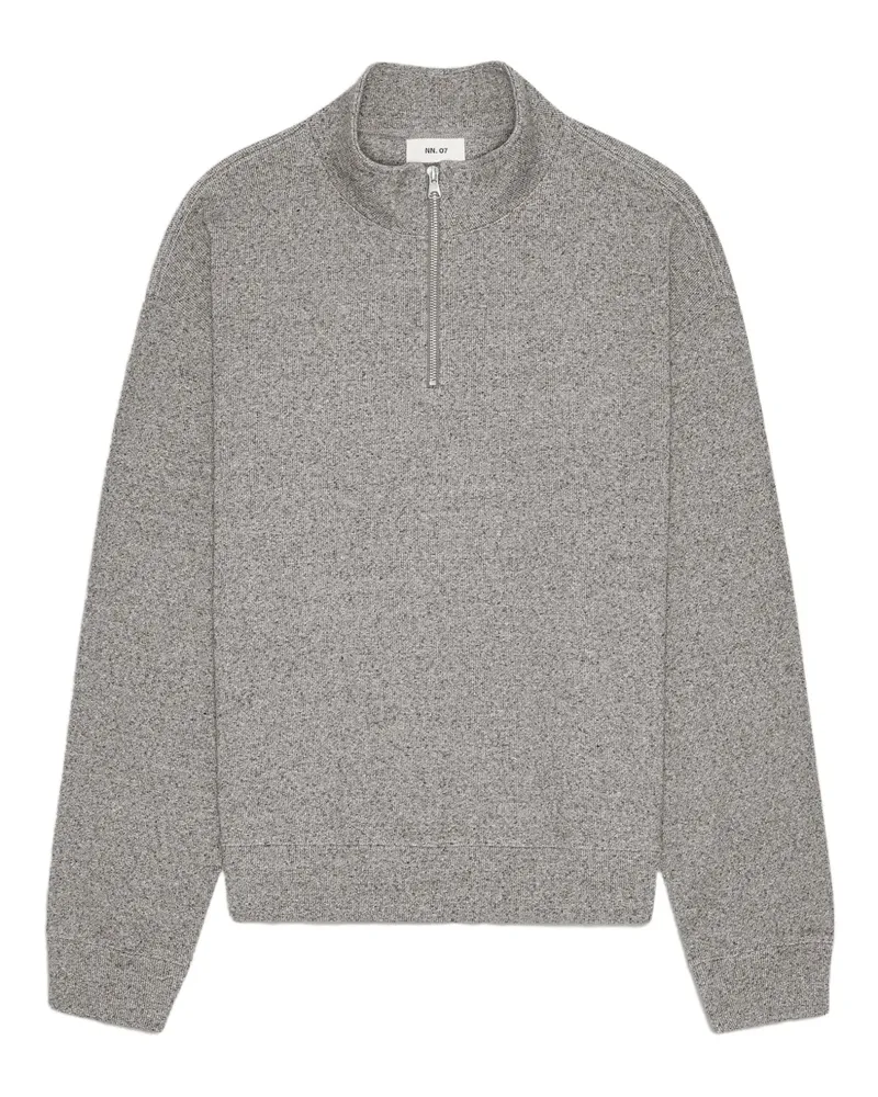 NN 07 David Sweatshirt mit kurzem Reißverschluss - Grau Grau