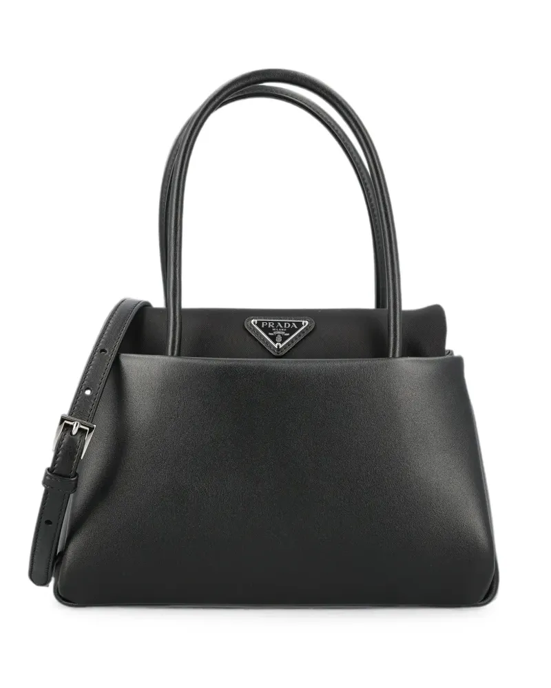 Prada logo-plaque leather shoulder bag - Schwarz Schwarz