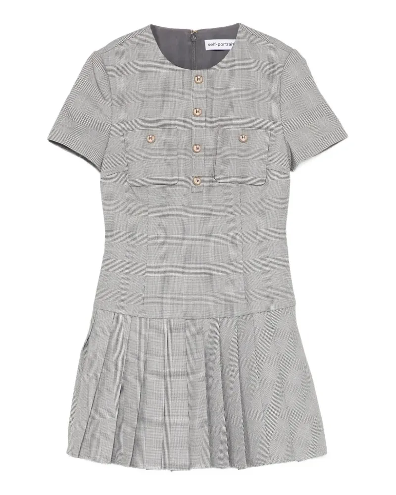 Self-Portrait Kleid mit Karomuster - Grau Grau