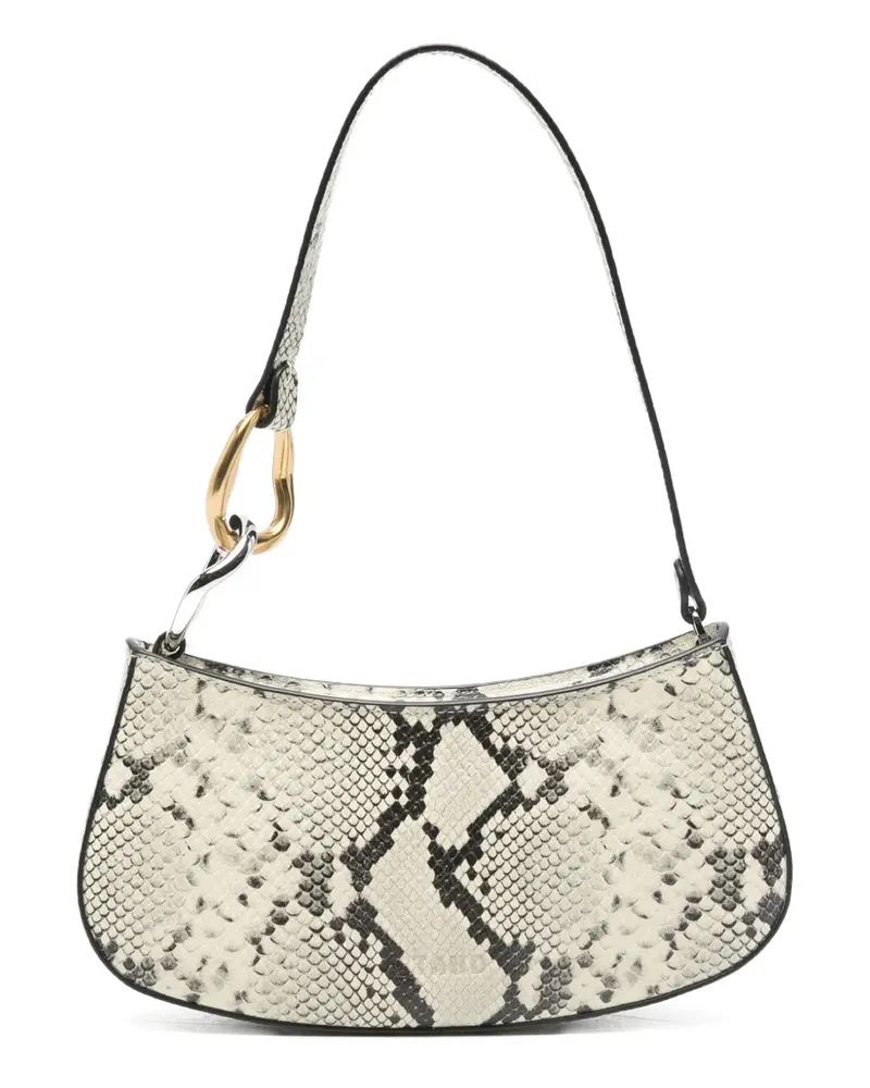 STAUD Ollie snakeskin hardware tote bag - Weiß Weiß
