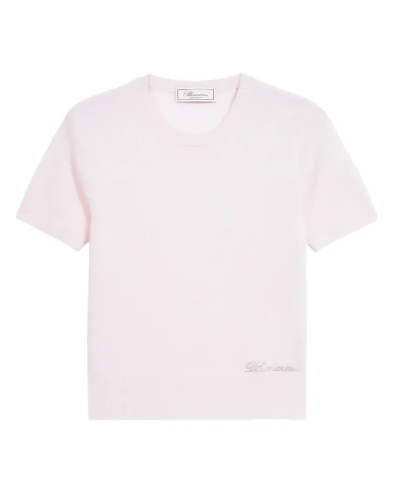 Blumarine logo-embroidered round-neck T-shirt - Rosa Rosa