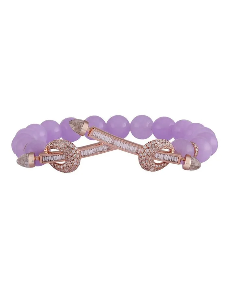 Ananya 18kt Alma Gelbgoldarmband mit Diamant und Quarz - Rosa Rosa