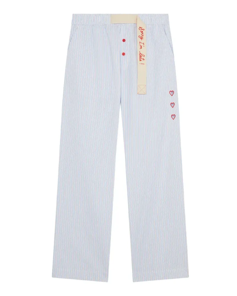 Mira Mikati Gestreifte Hose mit Stickerei - Weiß Weiß