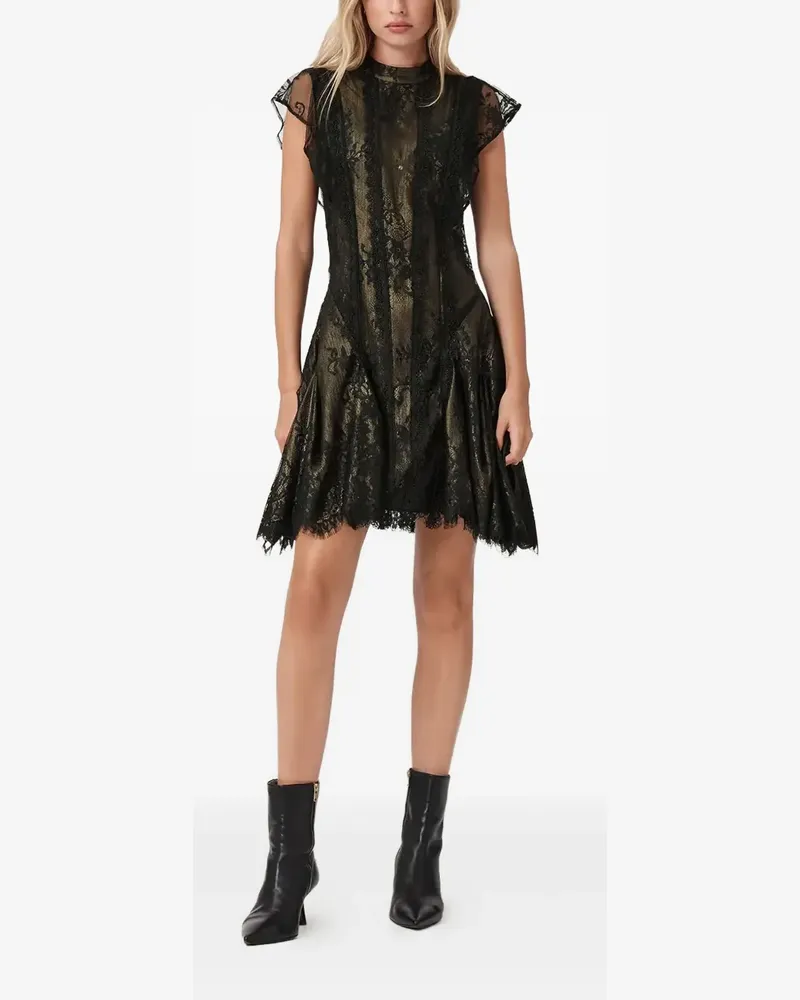 AllSaints Fleur Minikleid aus Spitze - Schwarz Schwarz