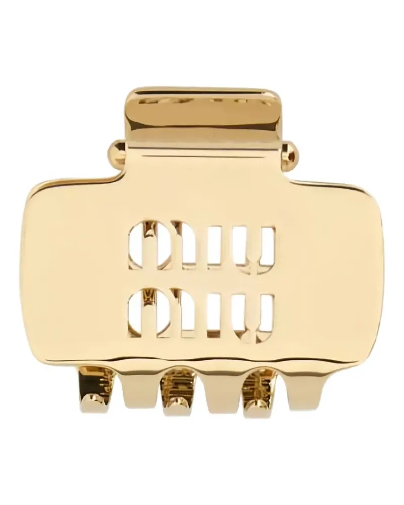 Miu Miu Haarspange mit Logo - Gold Gold