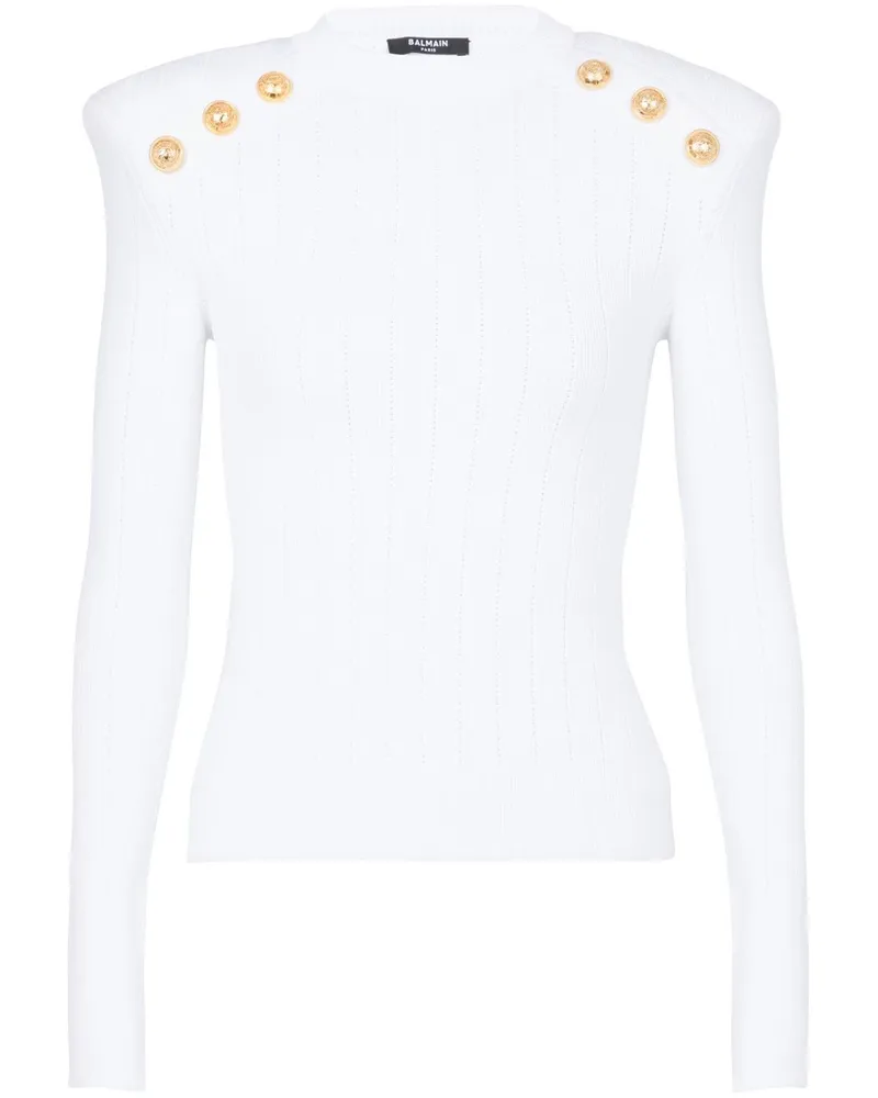 Balmain Pullover mit 6 Knöpfen - Weiß Weiß