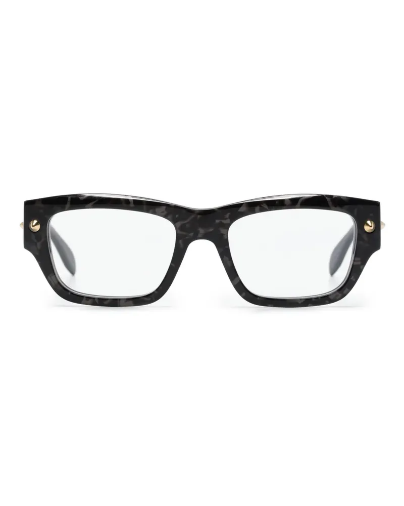 Alexander McQueen Breite Brille mit spitzen Nieten - Schwarz Schwarz