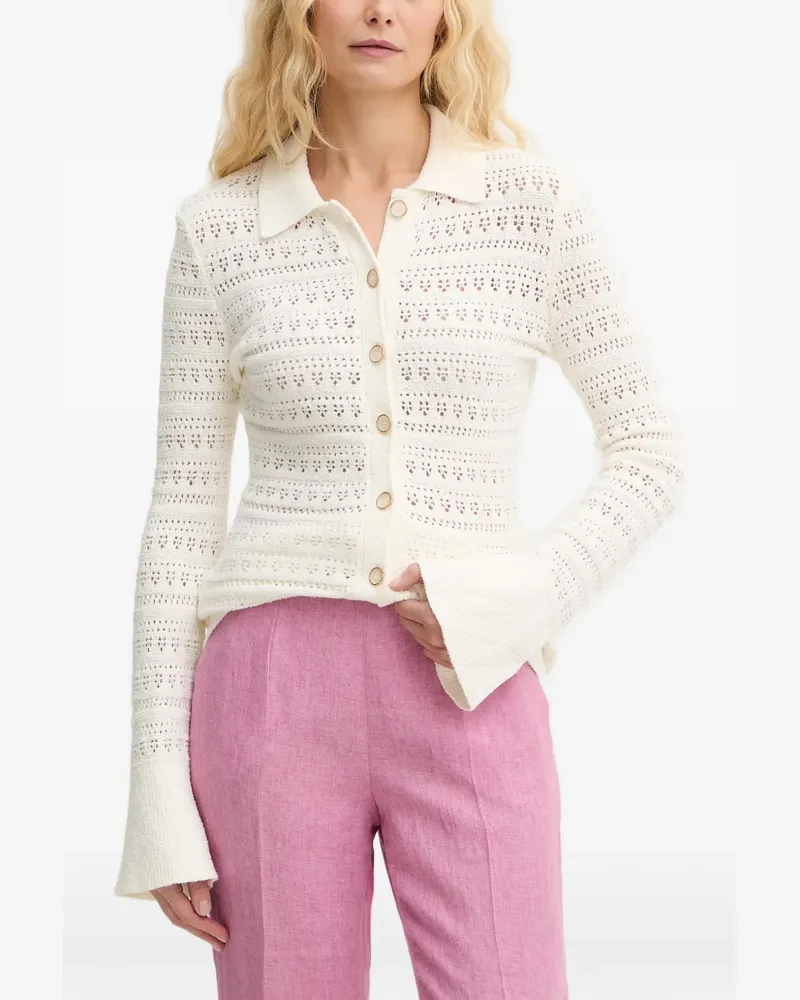 Guess Cardigan mit Lochstrickmuster - Weiß Weiß