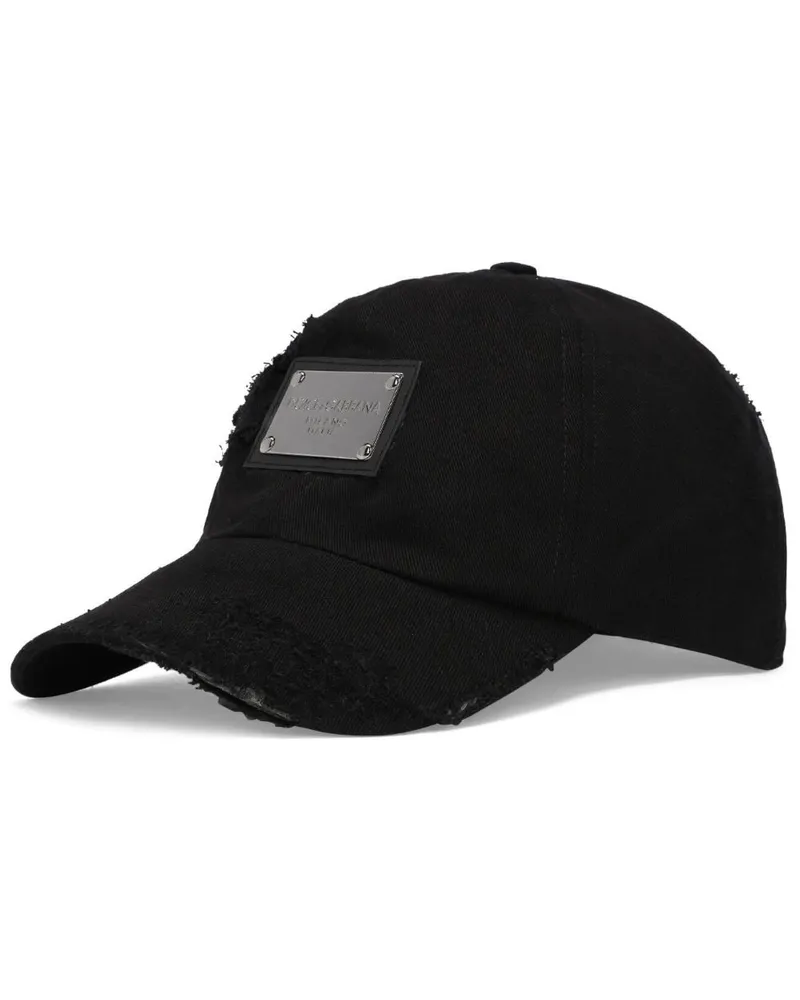 Dolce & Gabbana Baseballkappe mit Logo-Schild - Schwarz Schwarz