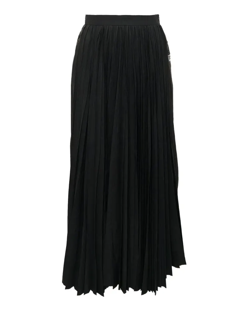 MIHARAYASUHIRO pleated panel frayed maxi skirt - Schwarz Schwarz
