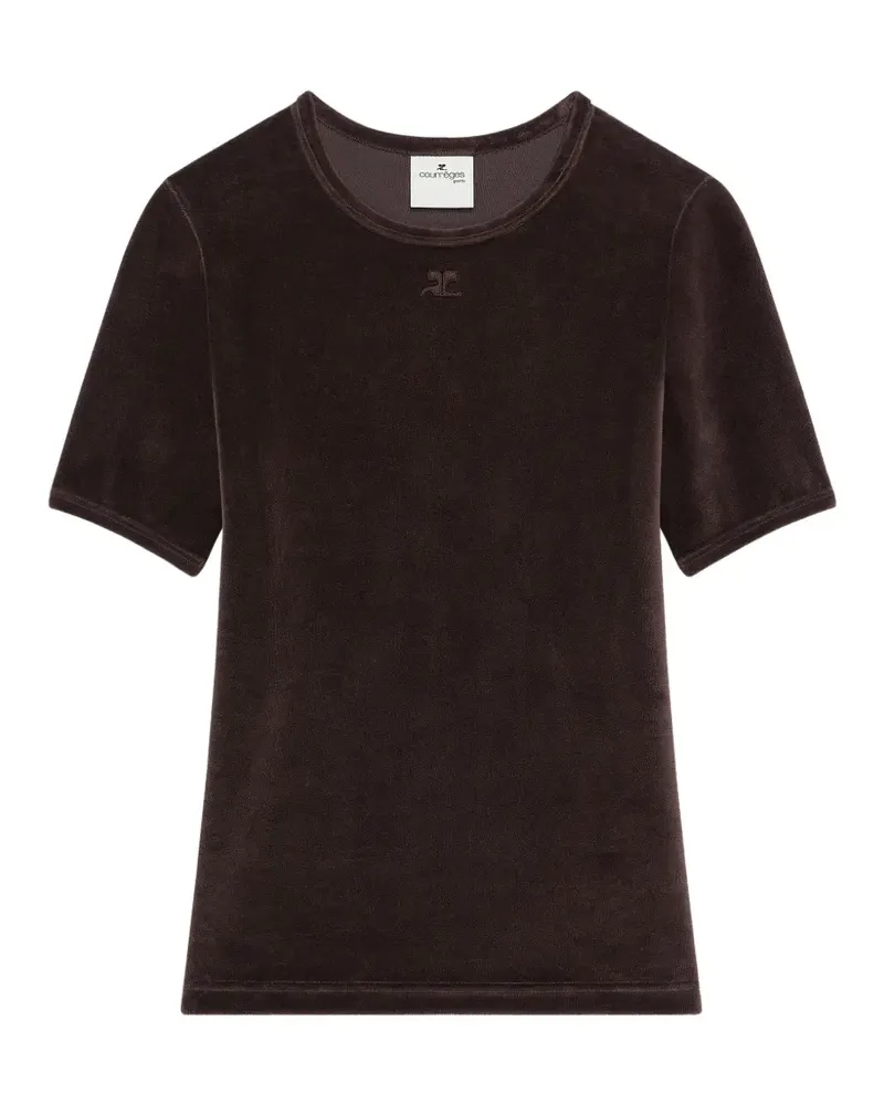 Courrèges T-Shirt aus Samt - Braun Braun
