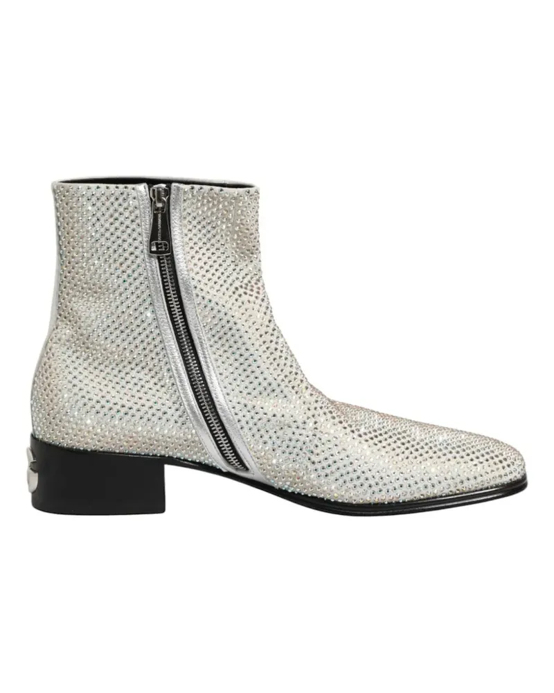 Dolce & Gabbana Stiefeletten mit Strass - Weiß Weiß