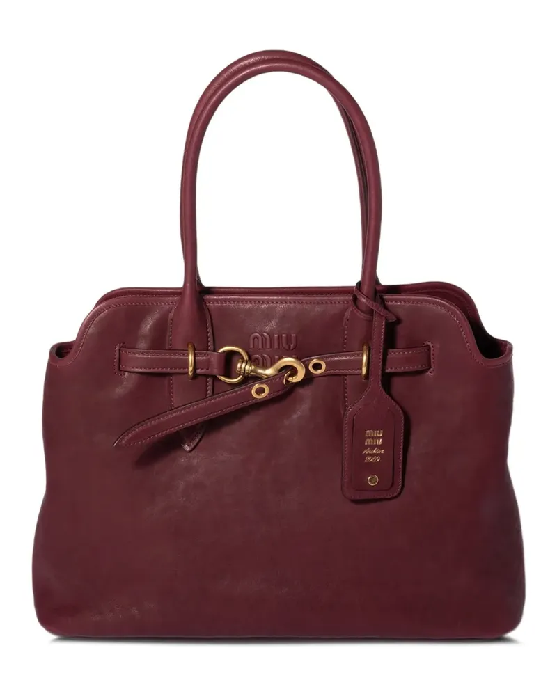 Miu Miu Aventure Tote Bag aus Nappaleder - Rot Rot