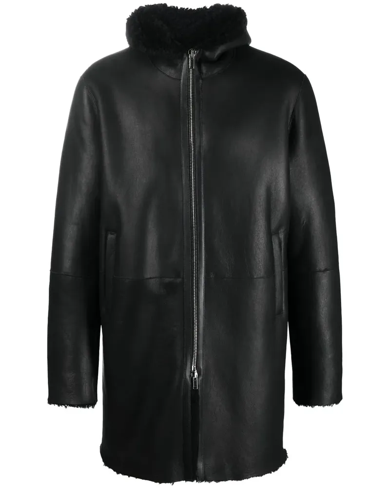 Tagliatore Wilson Kapuzenmantel mit Shearling - Schwarz Schwarz