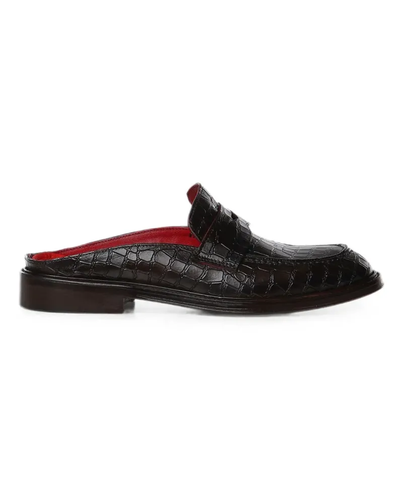 Giuliano Galiano crocodile-effect mules - Braun Braun