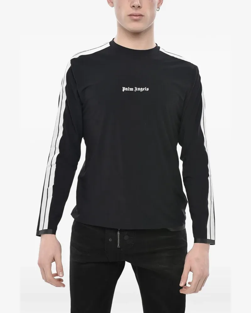 Palm Angels logo-print side-stripe T-shirt - Schwarz Schwarz