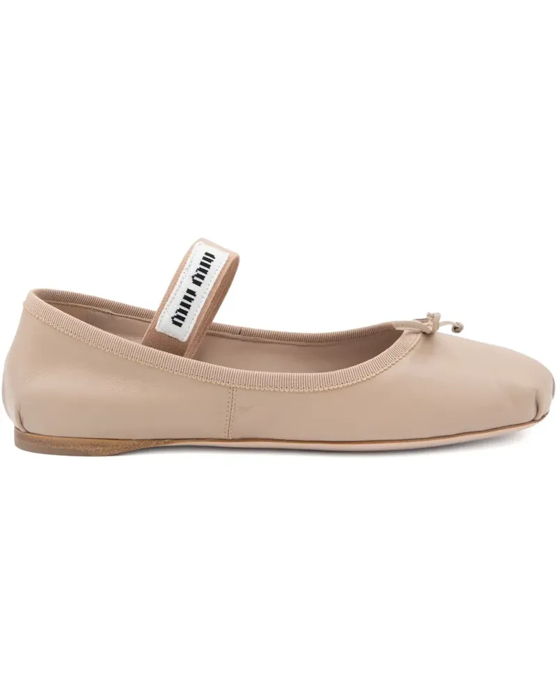 Miu Miu Ballerinas mit elastischen Riemen - Nude Nude