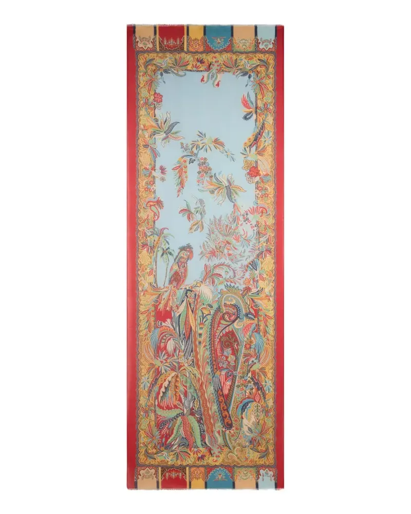 Etro parrot-print paisley scarf - Blau Blau