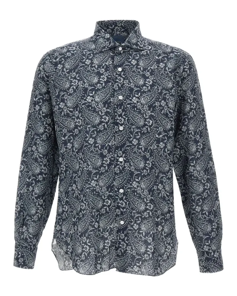BARBA Hemd mit Paisley-Print - Blau Blau