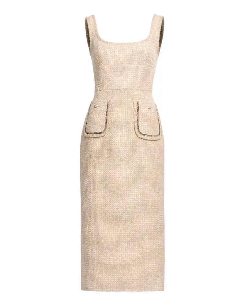 Elie Saab Bouclé-Midikleid mit Python-Print - Nude Nude