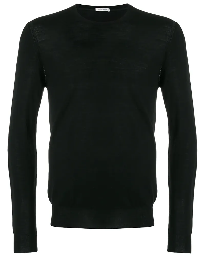 Paolo Pecora Milano Wollpullover mit rundem Ausschnitt - Schwarz Schwarz