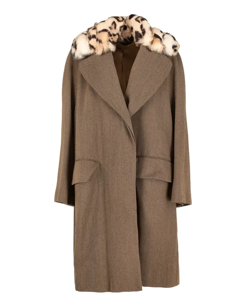 Romeo Gigli Milano Mantel mit strukturiertem Besatz - Braun Braun