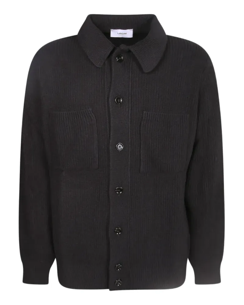 LARDINI Gerippter Pullover mit aufgesetzten Taschen - Schwarz Schwarz