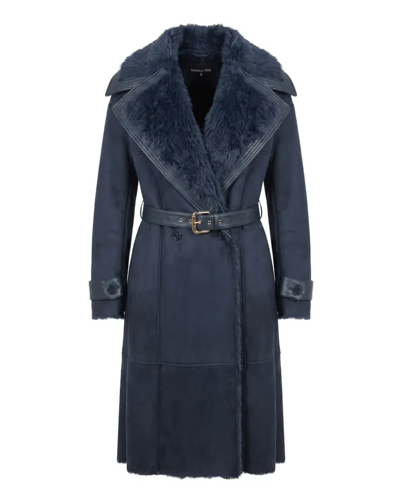 Patrizia Pepe belted shearling coat - Blau Blau