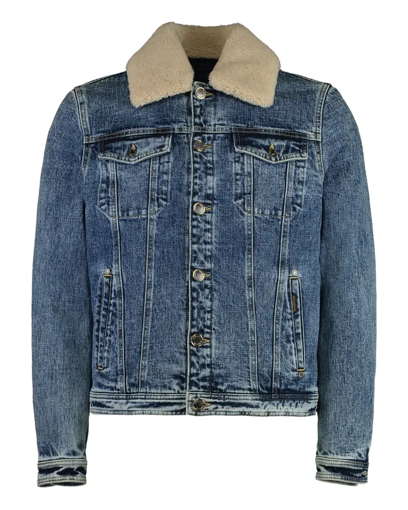 MOORER Jeansjacke mit Schafsleder-Besatz - Blau Blau