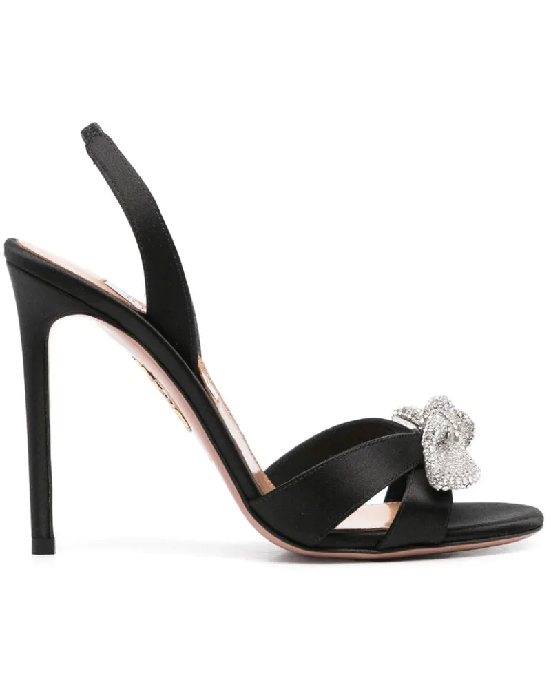 Aquazzura Very Bow Tie Sandalen mit Kristallen 105mm - Schwarz Schwarz