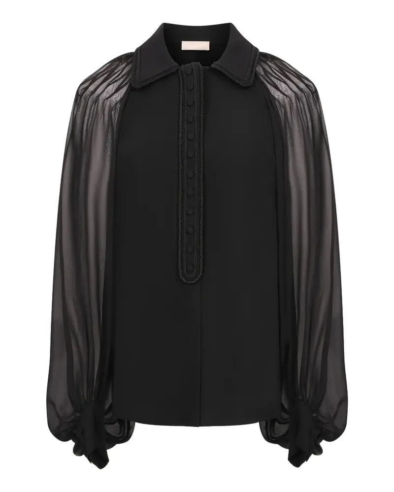 Elie Saab Seidenhemd mit Kordeldetail - Schwarz Schwarz